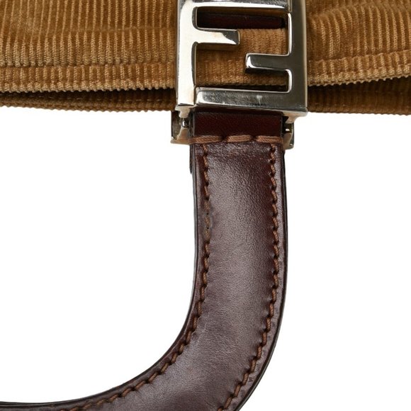 FENDI Handbag Tote Bag 26693 Brown Khaki Corduroy Leather Women's - Picture 5 of 12